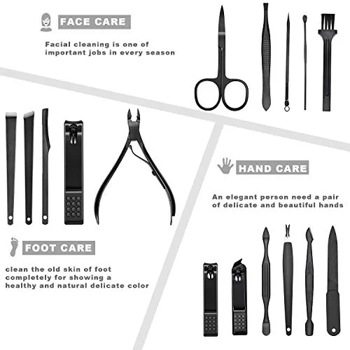 16 Pieces Manicure Set with PU Leather Case, Personal Care Tool