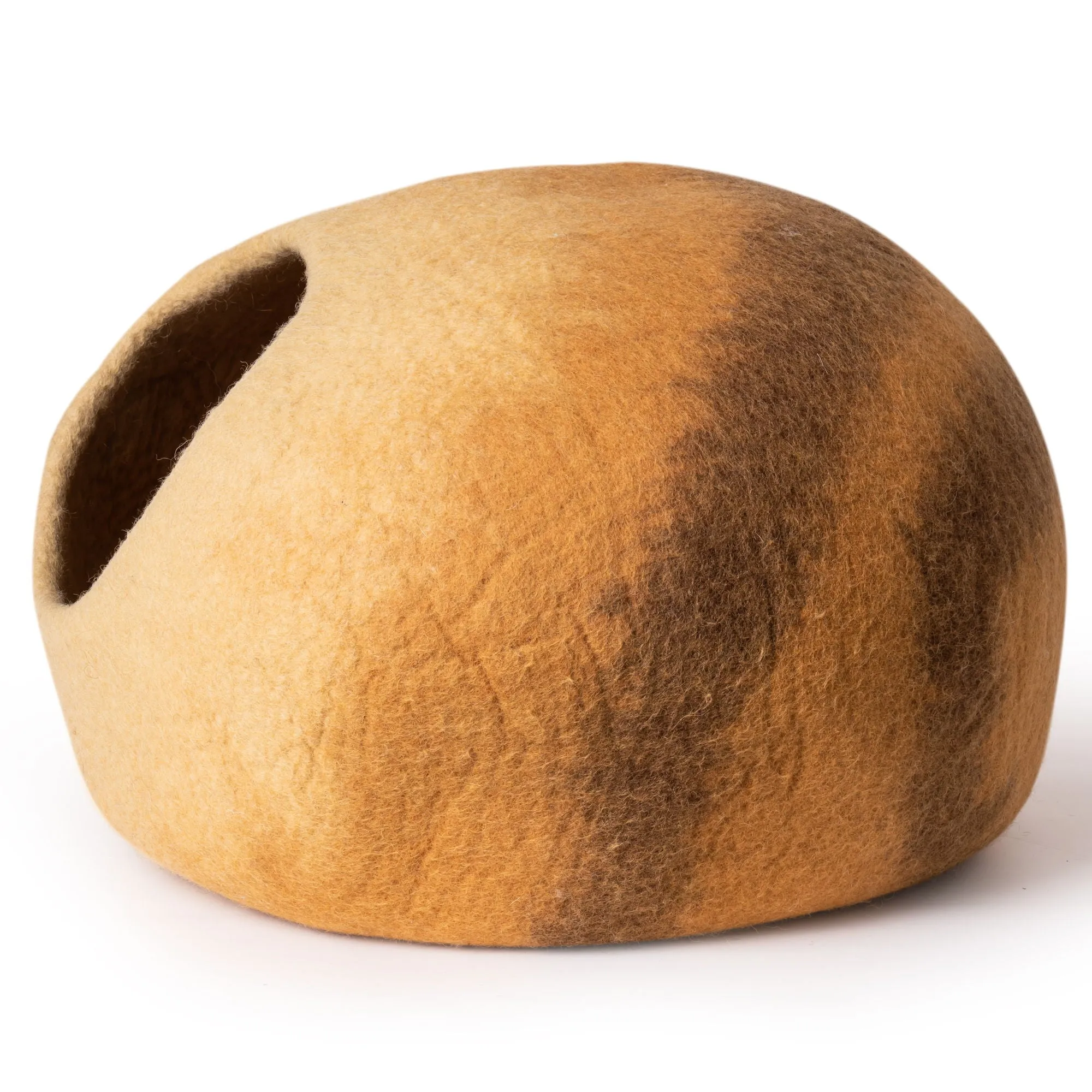 Cat Cave Bed - Handmade Wool Cat Bed Cave With Mouse Toy - Orange