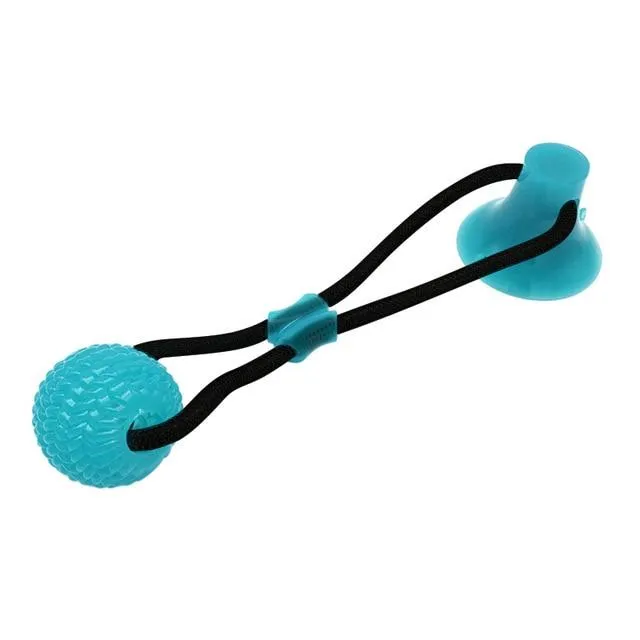 Dog Suction Cup Ball, Tug Toy - Adheres to floor or wall - Interactive Chew Toy