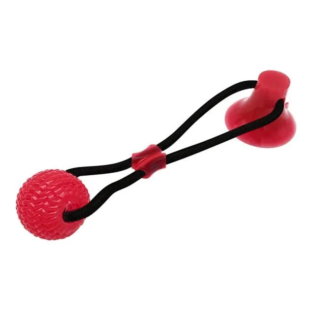 Dog Suction Cup Ball, Tug Toy - Adheres to floor or wall - Interactive Chew Toy