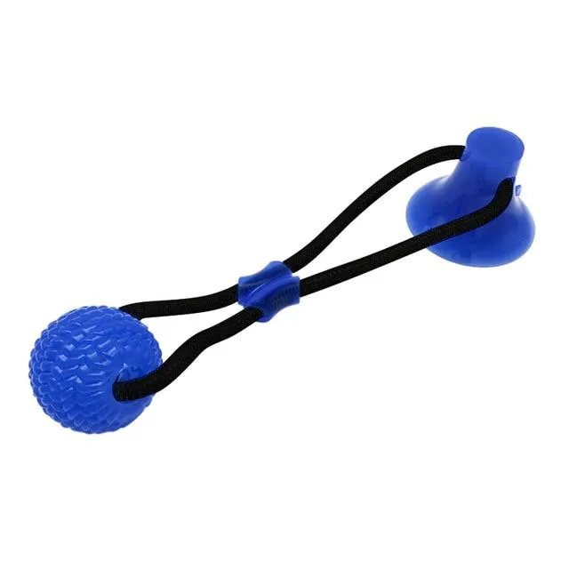 Dog Suction Cup Ball, Tug Toy - Adheres to floor or wall - Interactive Chew Toy