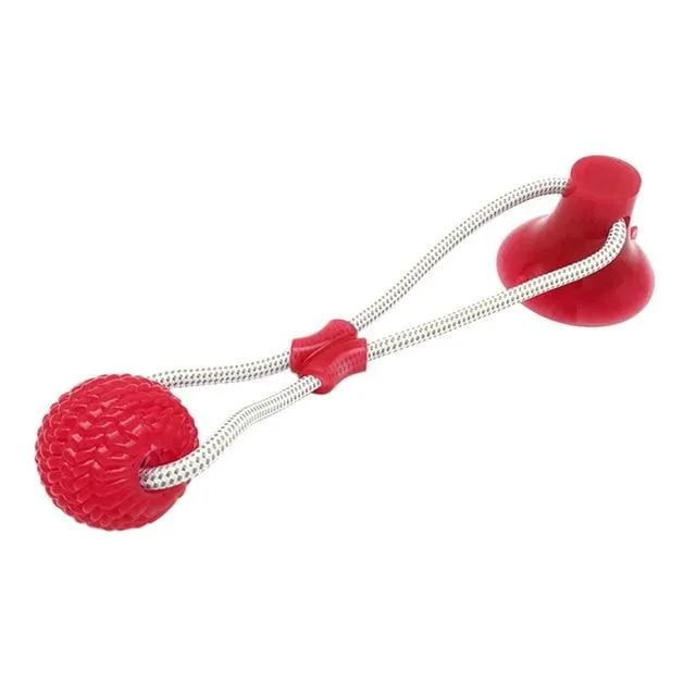 Dog Suction Cup Ball, Tug Toy - Adheres to floor or wall - Interactive Chew Toy