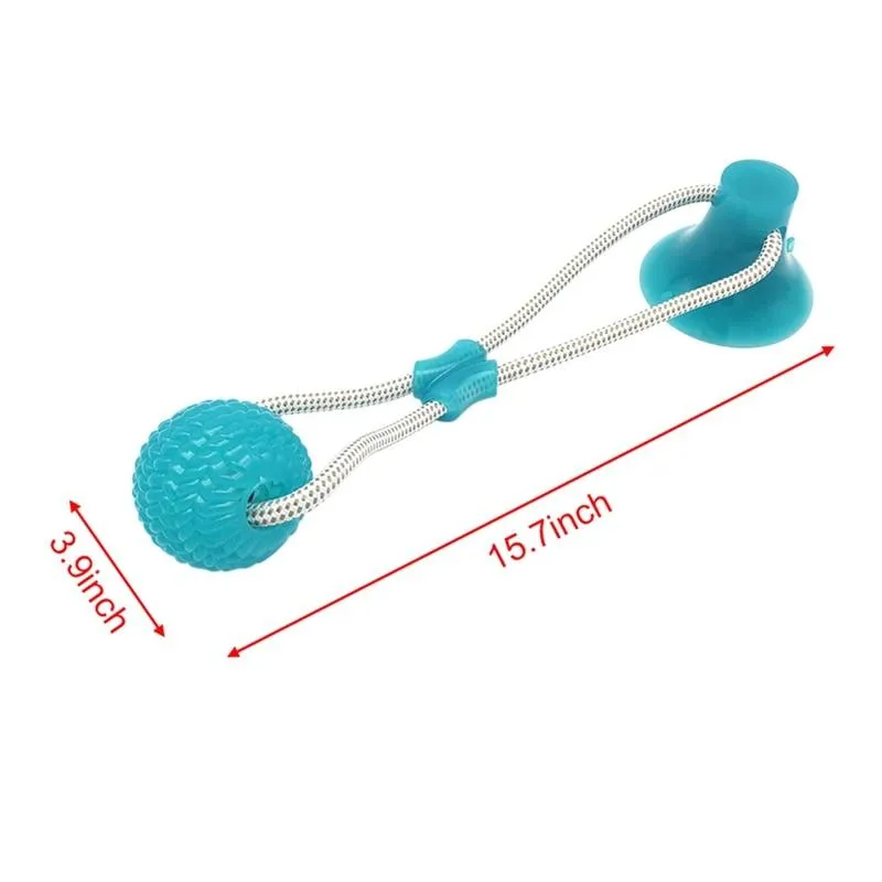 Dog Suction Cup Ball, Tug Toy - Adheres to floor or wall - Interactive Chew Toy