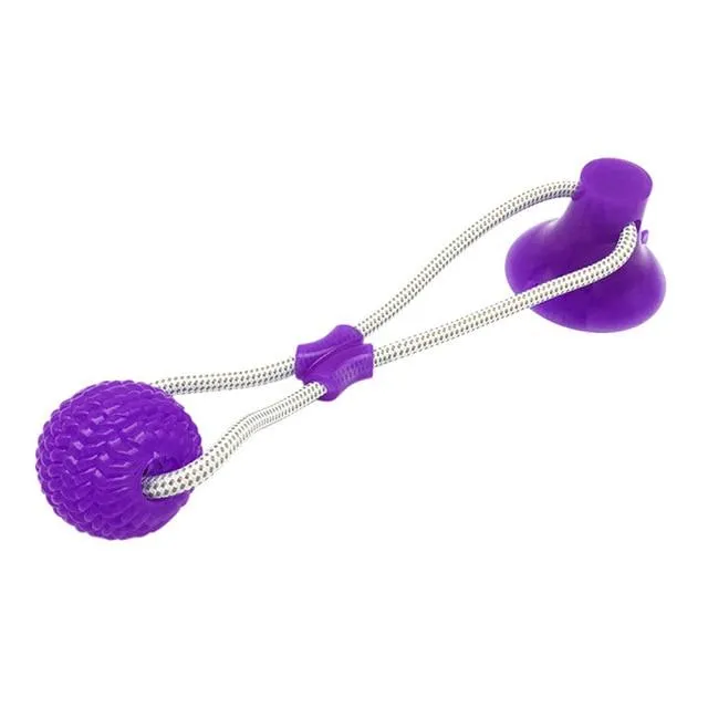 Dog Suction Cup Ball, Tug Toy - Adheres to floor or wall - Interactive Chew Toy