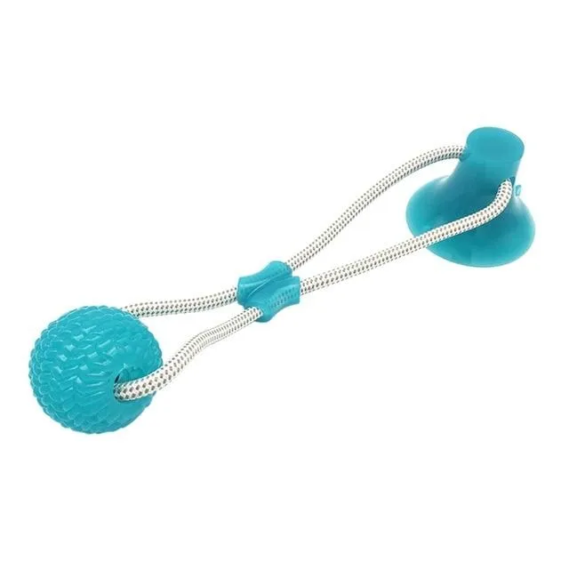 Dog Suction Cup Ball, Tug Toy - Adheres to floor or wall - Interactive Chew Toy