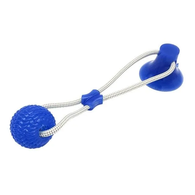 Dog Suction Cup Ball, Tug Toy - Adheres to floor or wall - Interactive Chew Toy