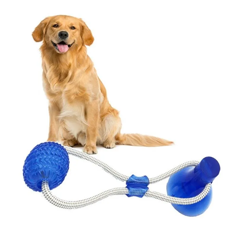 Dog Suction Cup Ball, Tug Toy - Adheres to floor or wall - Interactive Chew Toy
