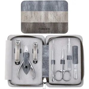 FAMILIFE L14 Manicure Set, 7 in 1 Professional Manicure Pedicure Set Stainless Steel Nail Clipper Set with Noble Portable Travel Case for Women Men