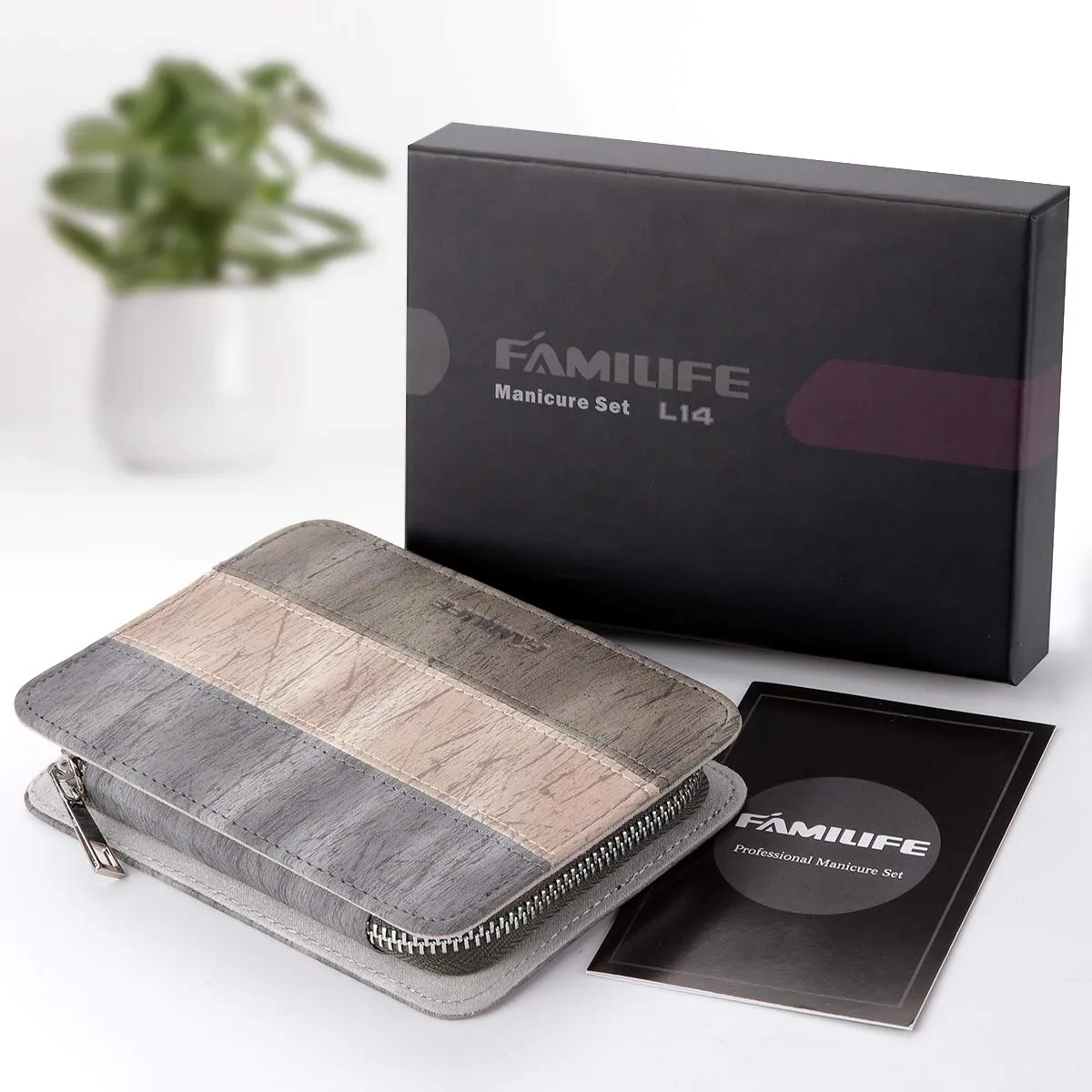 FAMILIFE L14 Manicure Set, 7 in 1 Professional Manicure Pedicure Set Stainless Steel Nail Clipper Set with Noble Portable Travel Case for Women Men