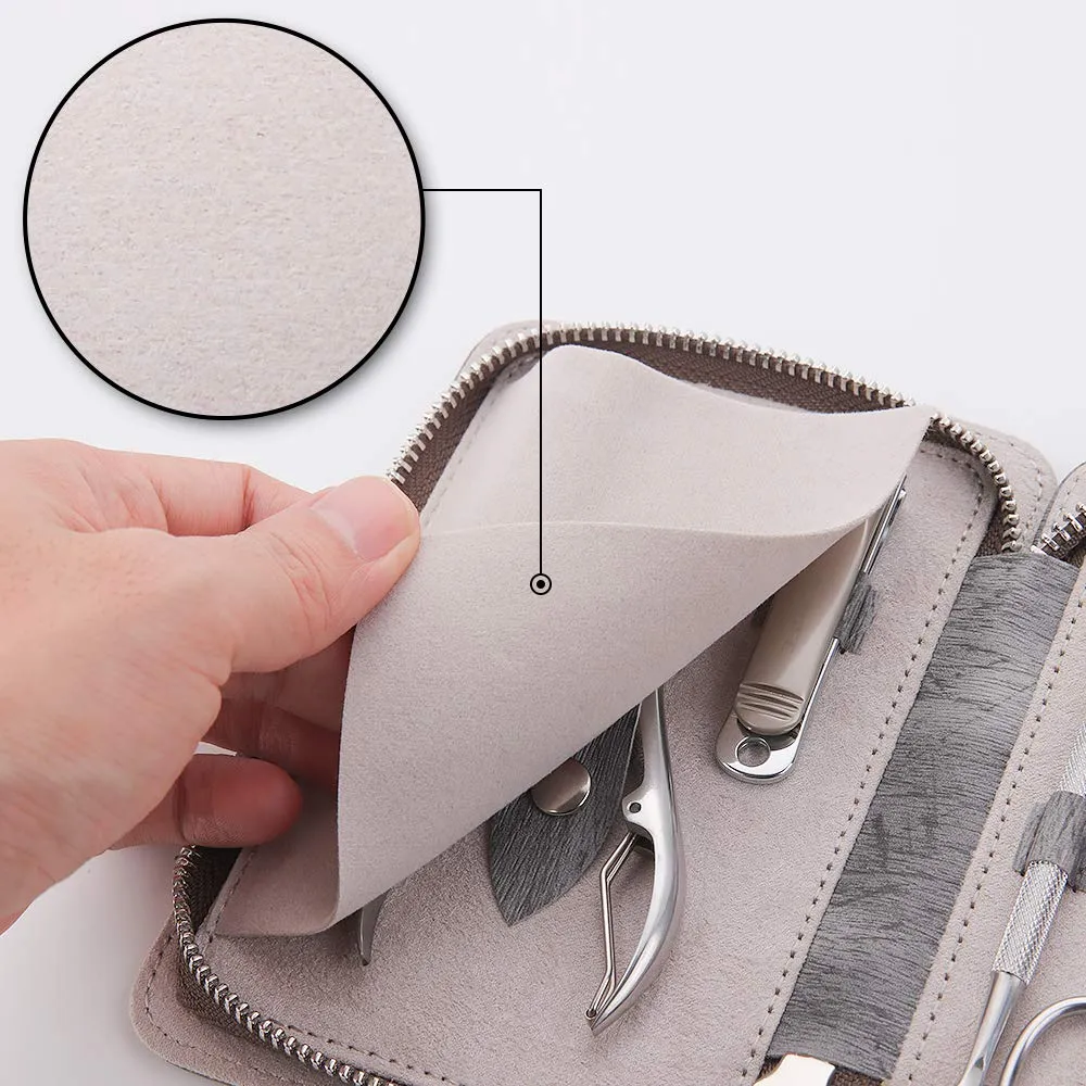 FAMILIFE L14 Manicure Set, 7 in 1 Professional Manicure Pedicure Set Stainless Steel Nail Clipper Set with Noble Portable Travel Case for Women Men