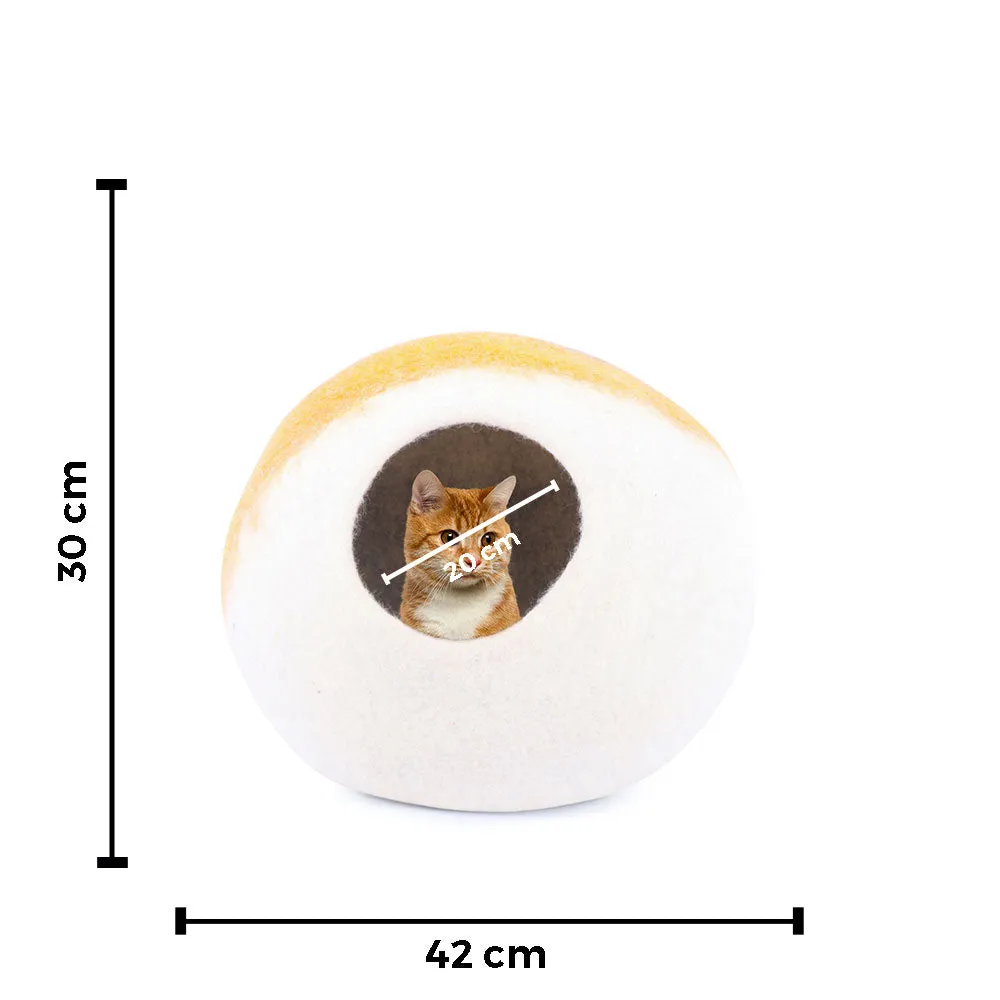 Felt and Wool Cat Cave Bed - Ecofriendly Felt Cat Cave for Cats and Kittens