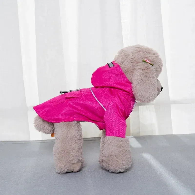 Hooded Waterproof Dog Raincoat with Reflective Strip