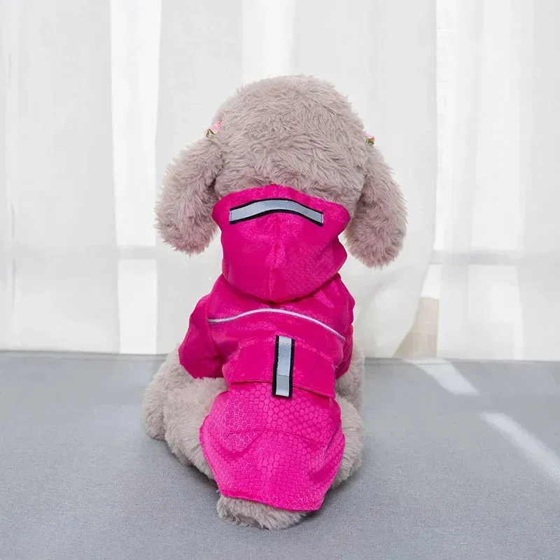 Hooded Waterproof Dog Raincoat with Reflective Strip