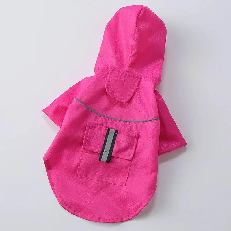 Hooded Waterproof Dog Raincoat with Reflective Strip