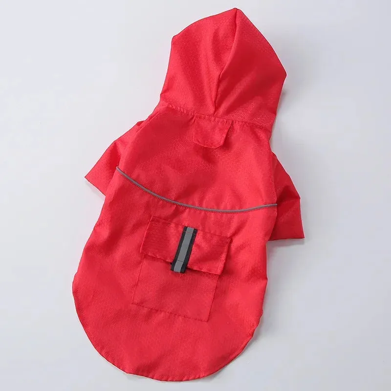Hooded Waterproof Dog Raincoat with Reflective Strip