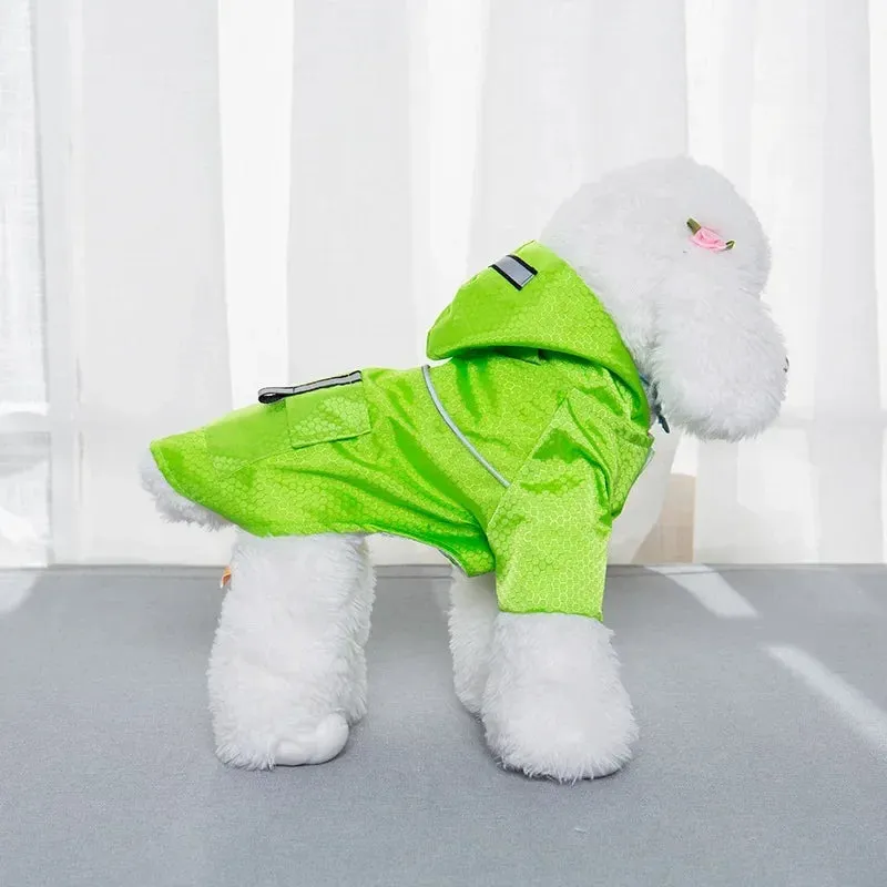 Hooded Waterproof Dog Raincoat with Reflective Strip