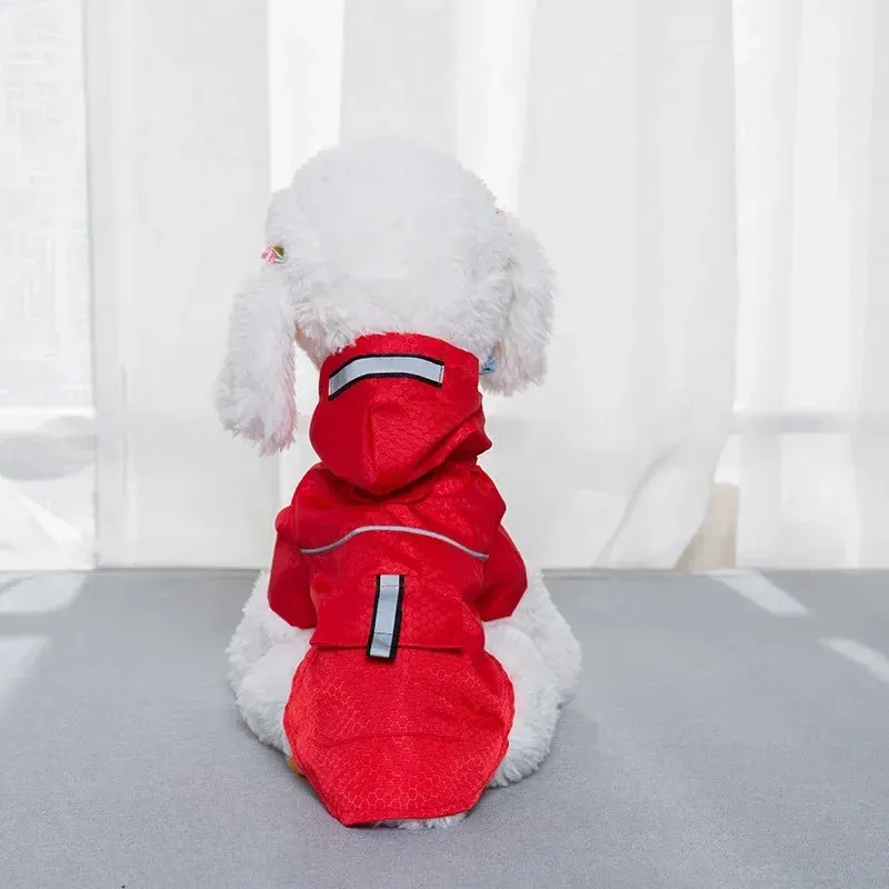 Hooded Waterproof Dog Raincoat with Reflective Strip