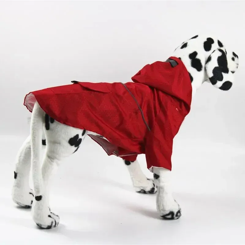 Hooded Waterproof Dog Raincoat with Reflective Strip