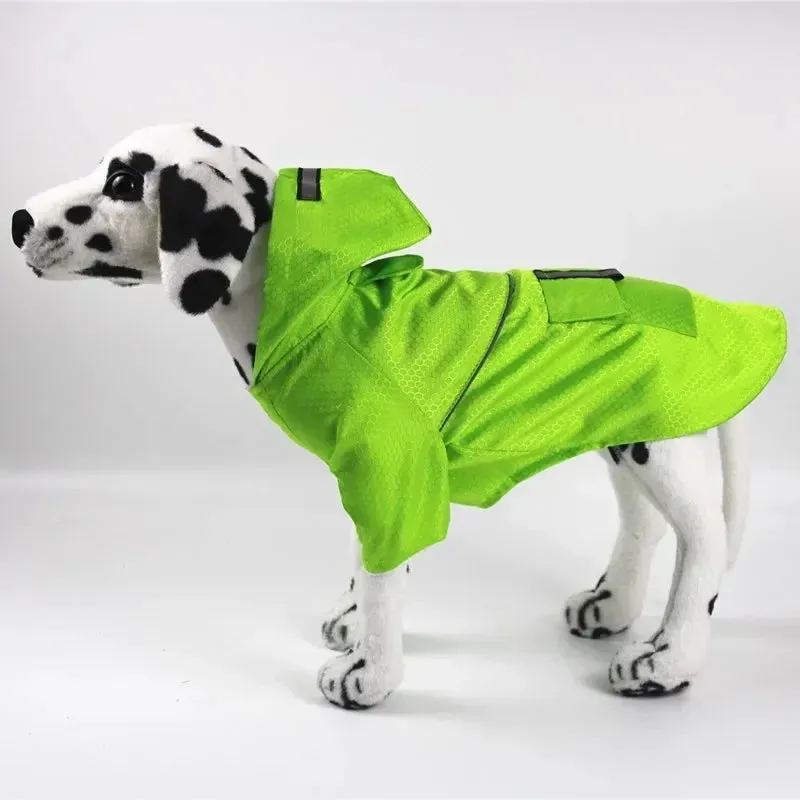 Hooded Waterproof Dog Raincoat with Reflective Strip
