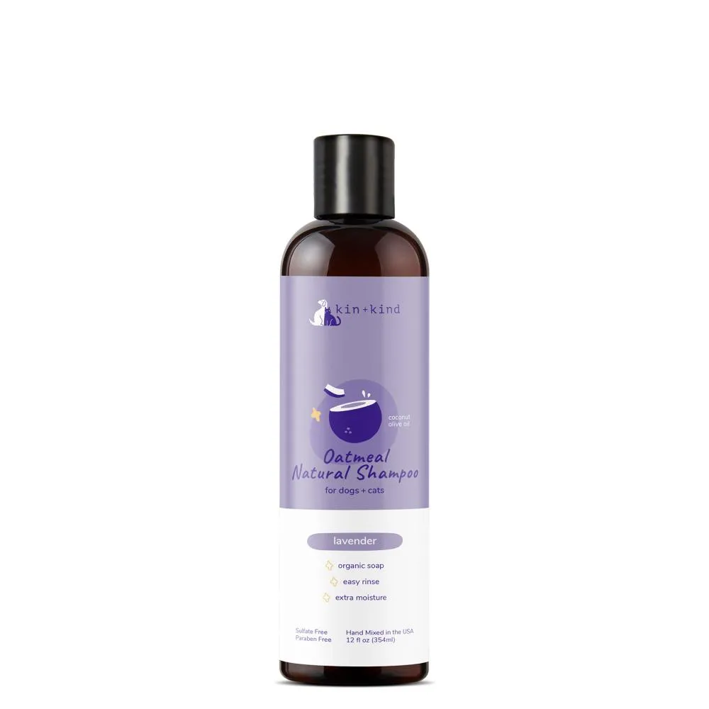 KIN   KIND Organic Skin and Coat Oatmeal Cat and Dog Shampoo - Lavender - 12 oz Bottle