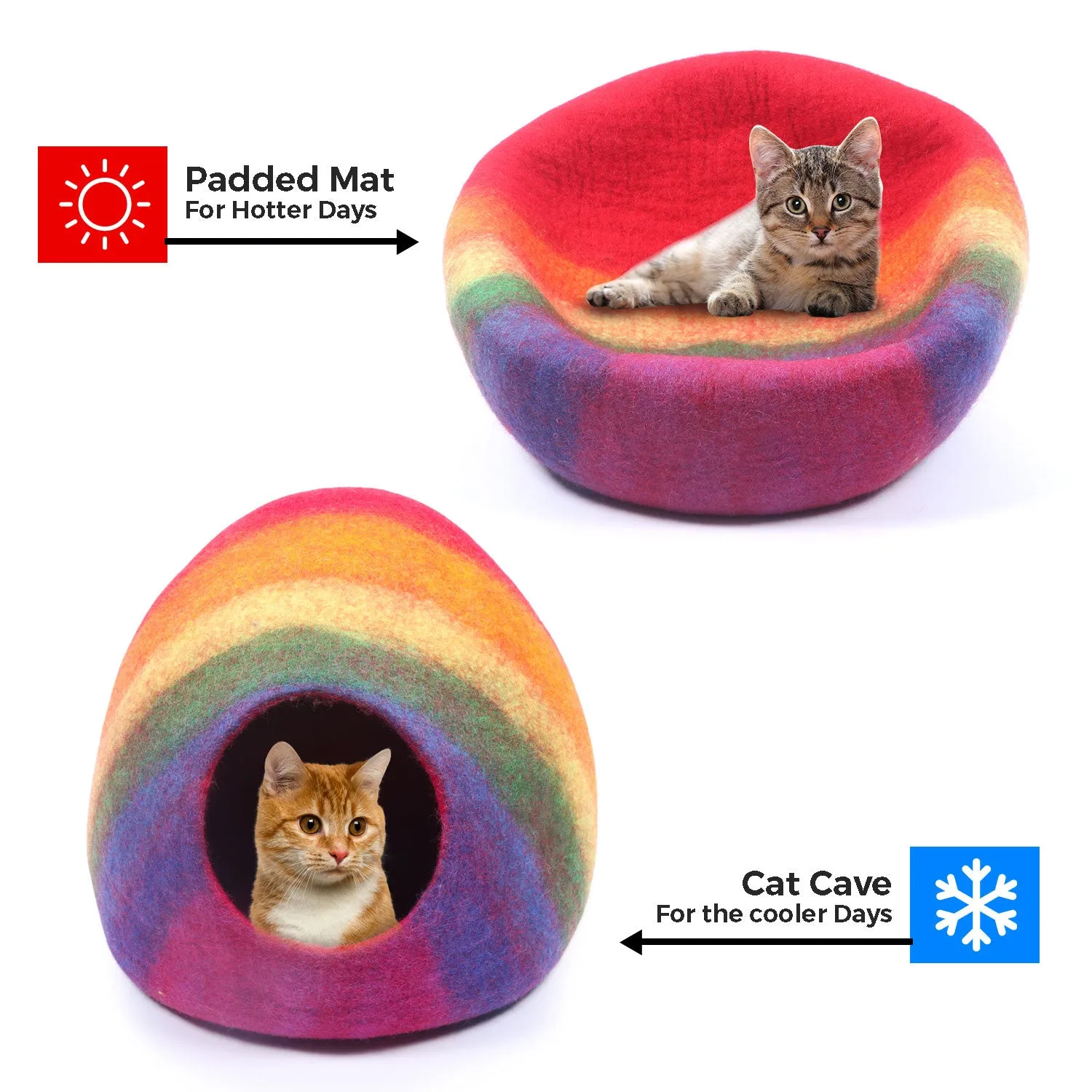 Multi Color Felt Cat Cave/ Felt Cat House/ Cat cave