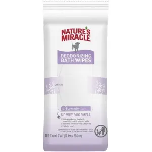 Natures Miracle Deodorizing Bath Wipes for Dogs Lavender Scent