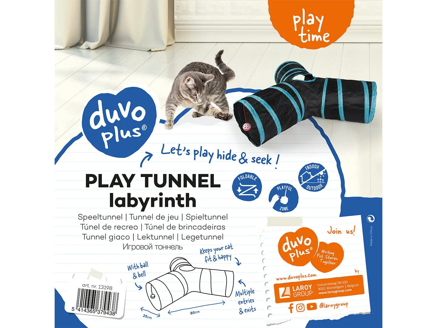 Play tunnel labyrinth 80x25cm blue/black