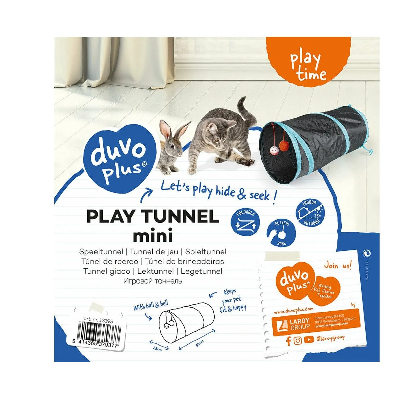 Play tunnel mini 50x25cm blue/black