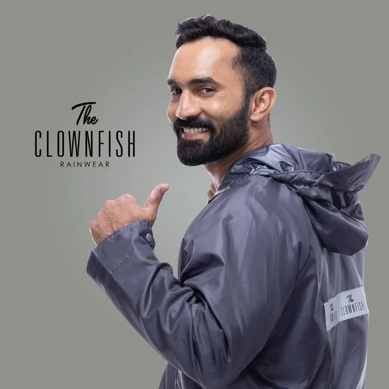 The Clownfish Arthur Series Men's Waterproof Polyester Double Coating Reversible Raincoat with Hood and Reflector Logo at Back. Set of Top and Bottom. Printed Plastic Pouch with Rope(Olive Green, 2XL)
