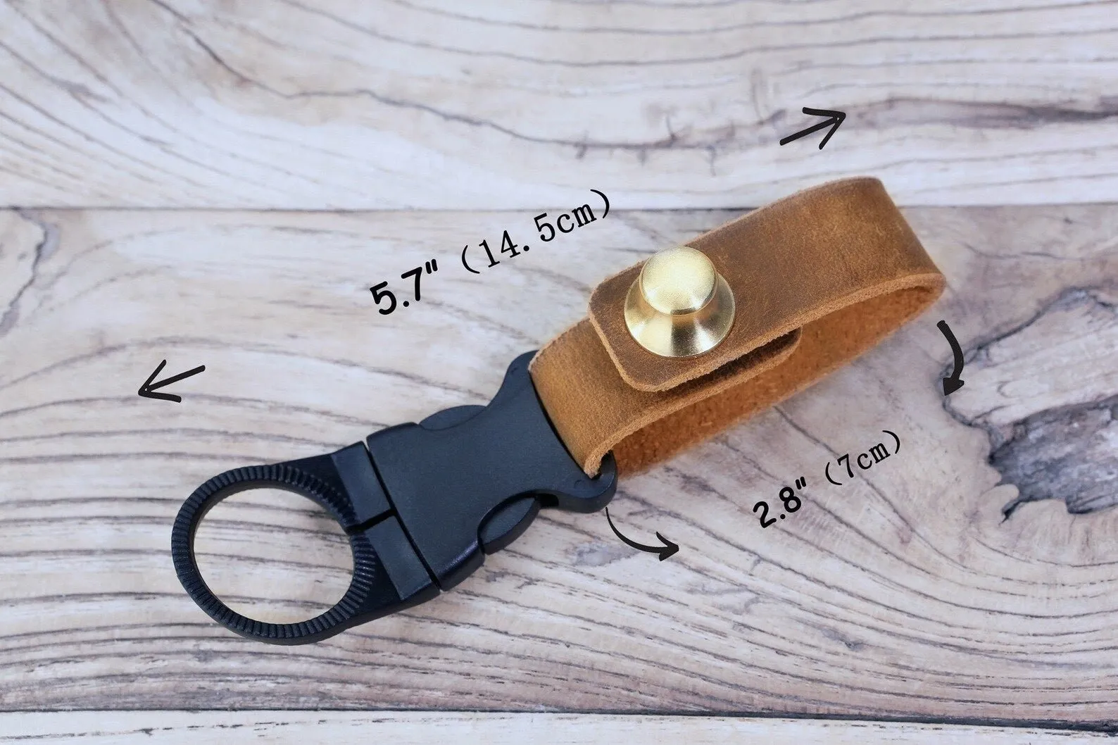 Vintage leather water bottle holder belt carrier for walking