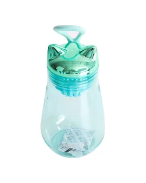 Water Bottle with Cat Shaped Cap, Sea Green, Plastic, 350 mL