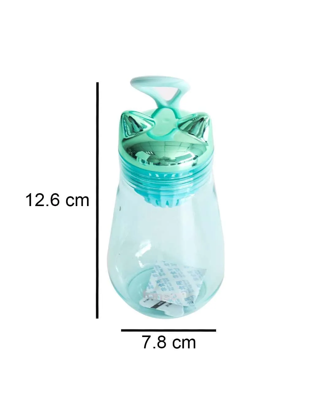 Water Bottle with Cat Shaped Cap, Sea Green, Plastic, 350 mL