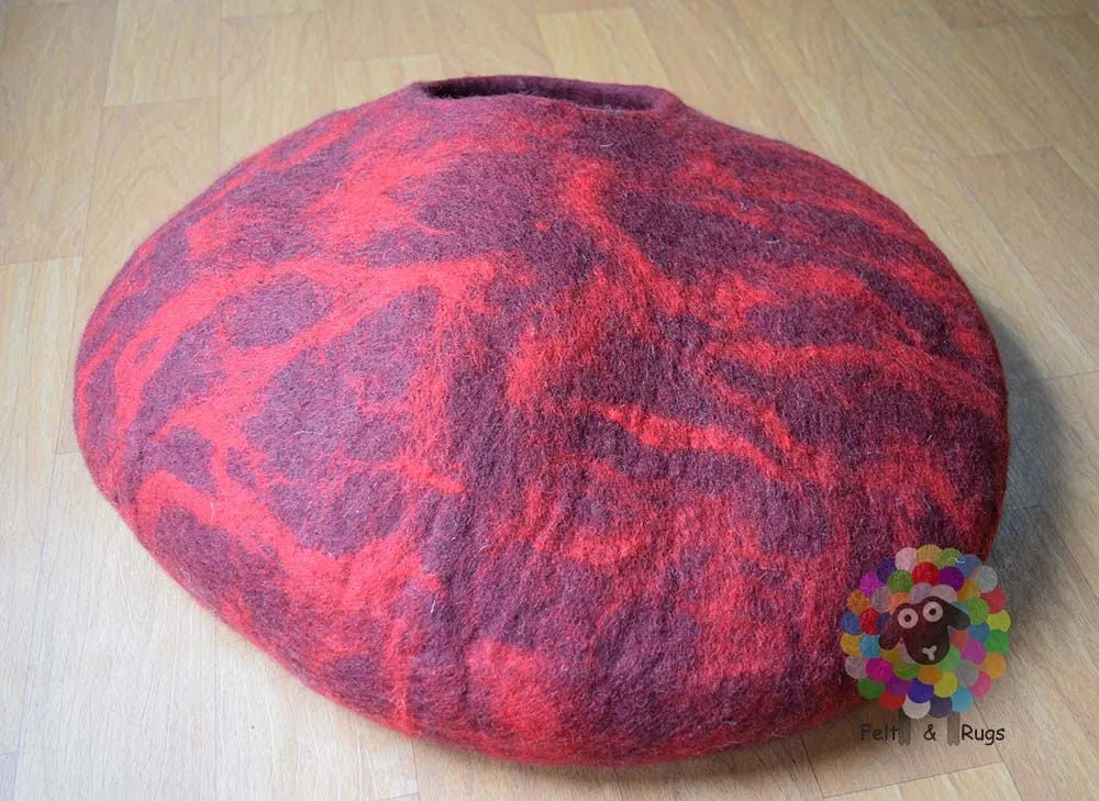 XLARGE Felt Cat Cave  (50 cm or 20 Inches Diameter) Cat Bed / Pet Bed / Puppy Bed / Cat House. 100 %  Wool HANDMADE